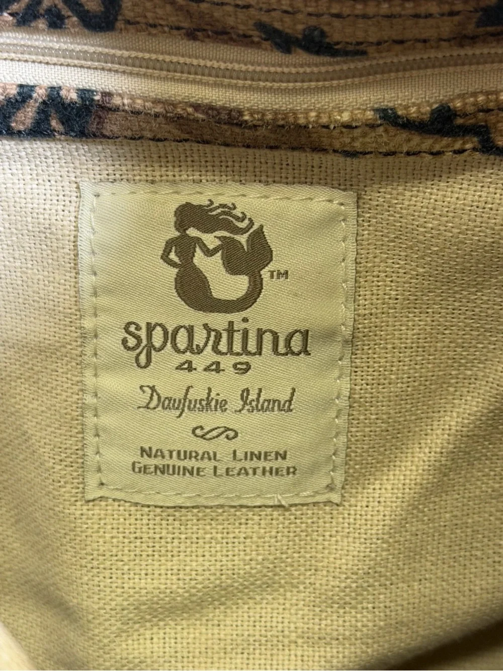 Spartina 449 shoulder hobo‎ bag brown and black botanical tapestry design.